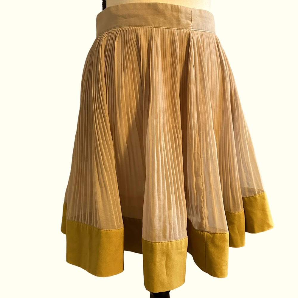 Vintage Bohemian Buttercream Women's Pleaded  Mini Skirt SZ S/M